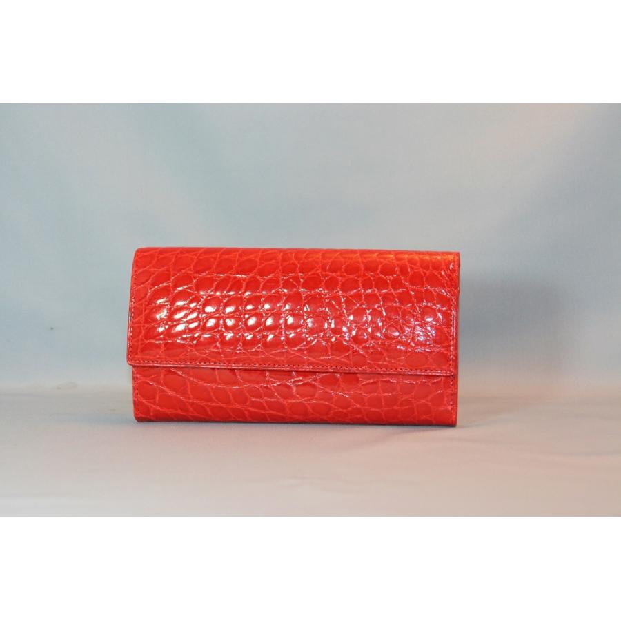 クロコダイル　小銭付き長財布　日本製　オレンジ | 