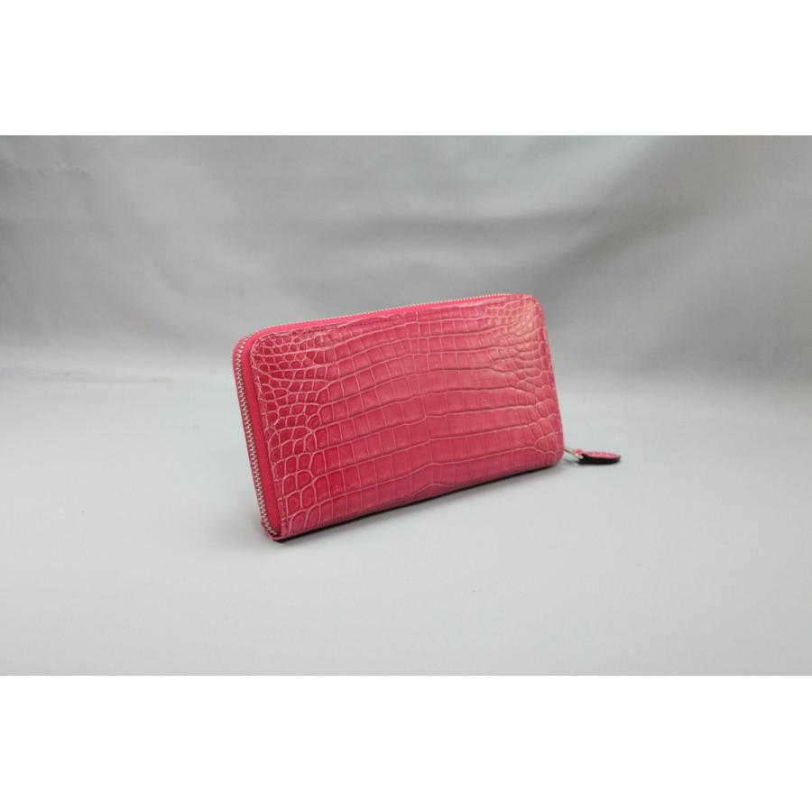 クロコダイル　ラウンドファスナー　センター取り　日本製　ピンク |  | 01