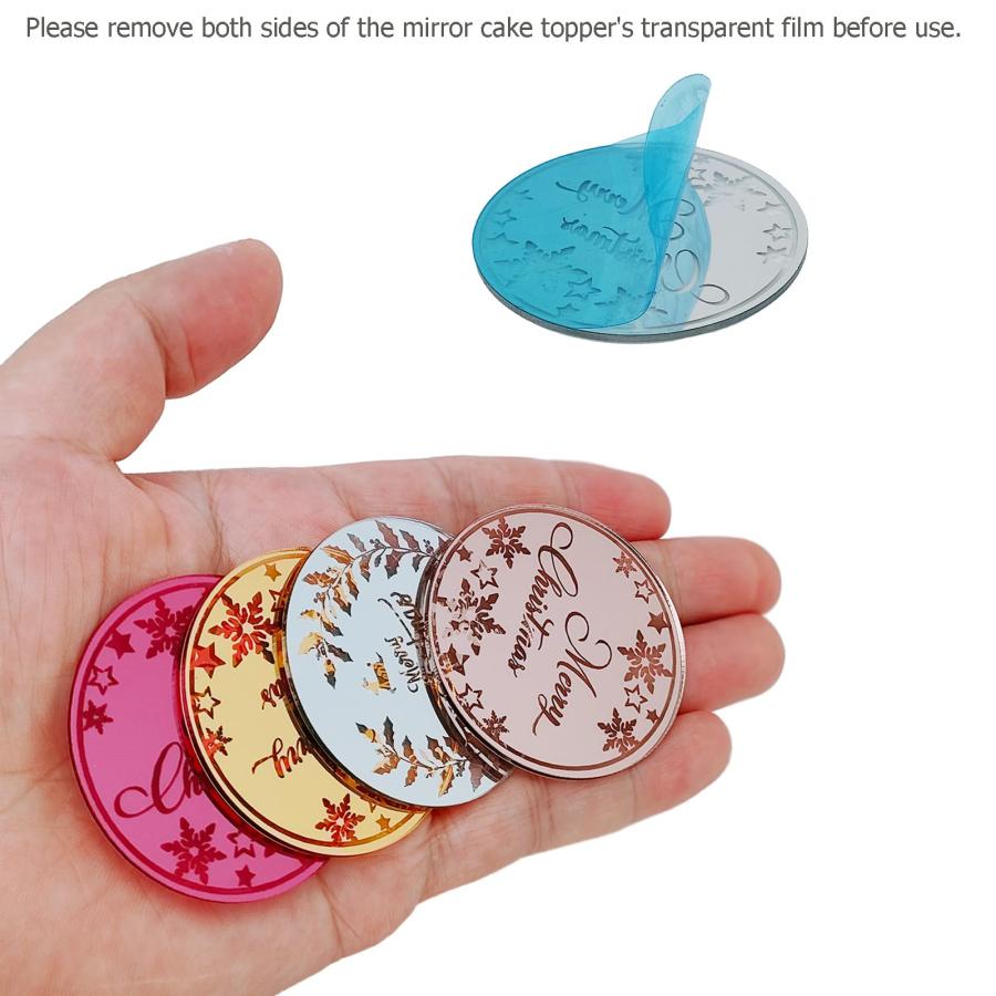 クリスマスカップケーキトッパー アクリルミラーディスク クリスマスカップケーキピック 新年パーティー カップケーキ デコレーション用品 ミックスカラー |  | 01