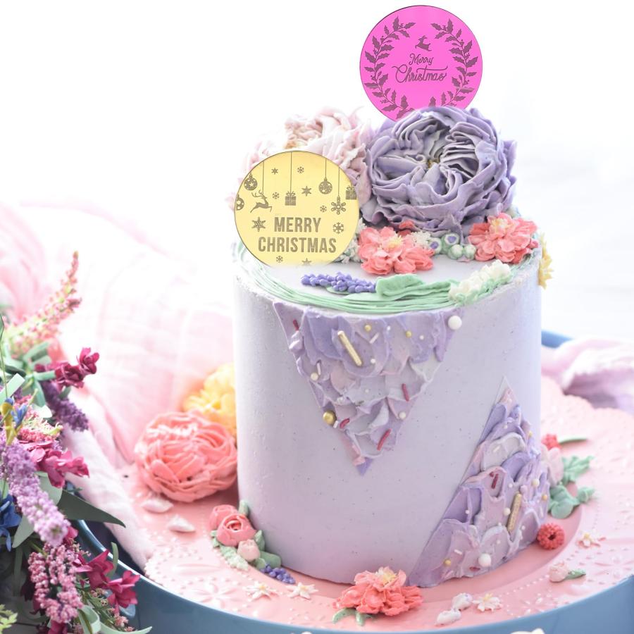 クリスマスカップケーキトッパー アクリルミラーディスク クリスマスカップケーキピック 新年パーティー カップケーキ デコレーション用品 ミックスカラー |  | 05