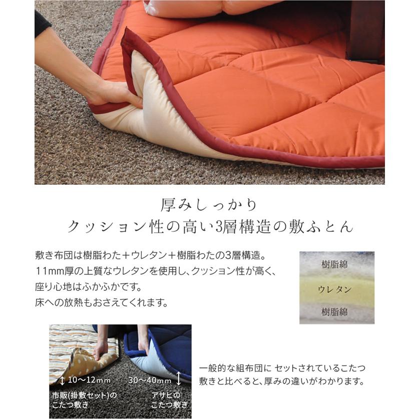 こたつ布団 掛敷セット 200×240cm KF-180#40 茜 サロン付き 長方形 草木染  掛け布団 厚い オレンジ サーモンピンク レンガ色系 アサヒ 日本製 国産の画像