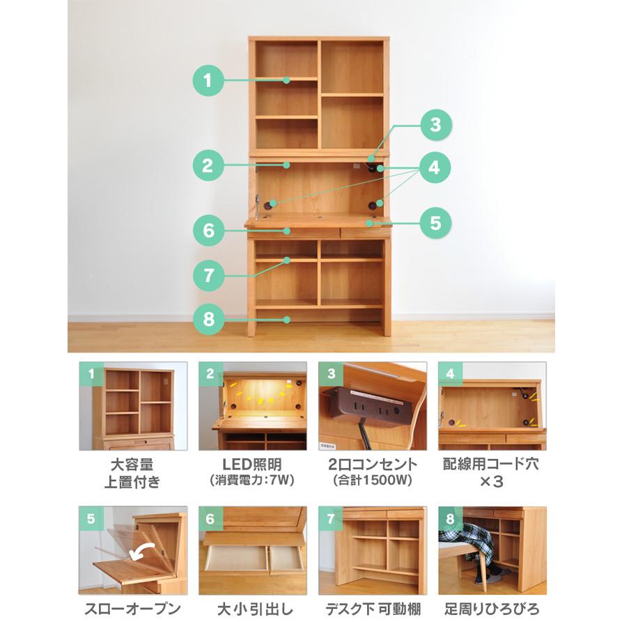 ライティングデスク アルダー材 幅cm デスク 上置 セット May メイ 学習机 ライティングビューロー ナチュラル シンプル ライト付き 収納付き 棚付き Bm Dk Akn St 家具と雑貨bigmoriesyahoo 店 通販 Yahoo ショッピング