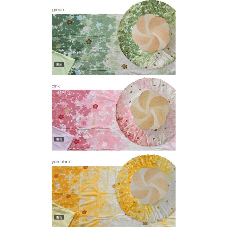 今月限定 特別大特価 こたつ掛け布団カバー 直径210cm円形 布団なし Sakura グリーン ピンク やまぶき 円形 丸型 円型 桜 花柄 F210cm イエロー 黄色 緑色国 超歓迎 Zoetalentsolutions Com