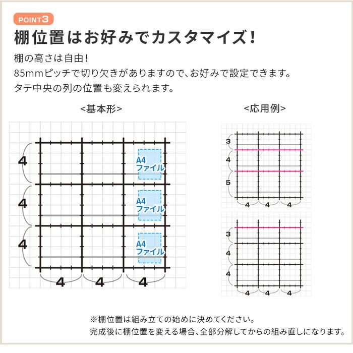 組手什 シェルフ 3列3段 組み立てキット 新規格85mmピッチ 幅130cm DIY 無垢材 国産材 杉 本棚 シェルフ ラック 天然木 国産 カット済 純国産の画像