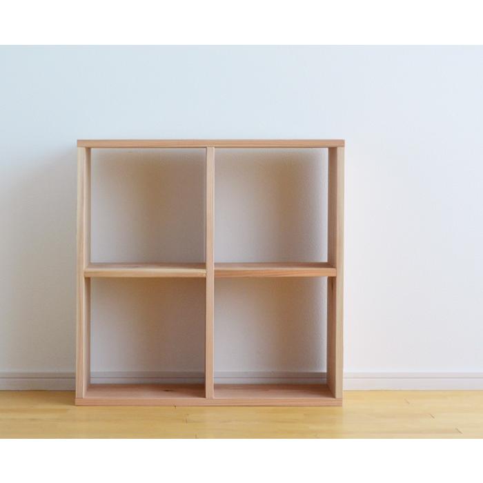 絵本棚　ブックシェルフ　本棚　無垢材 本棚 書棚 シェルフ 2×2 SQ-SG2x2 杉節あり 68cm幅 スクエアシェルフ