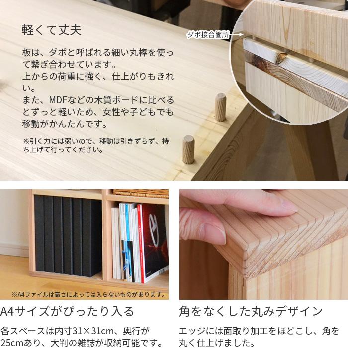 本棚 書棚 シェルフ 2×2 SQ-SG2x2 杉節あり 68cm幅 スクエアシェルフ