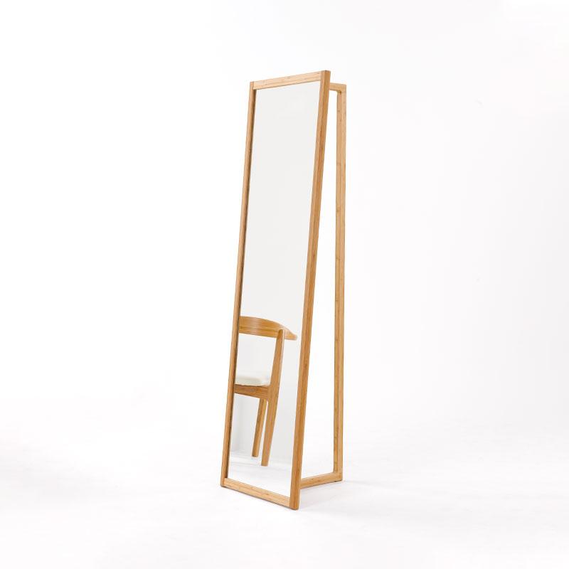 鏡 スタンドミラー TEORI 姿見になるコートハンガー AND MIRROR ナチュラル オイル仕上げ 木製 竹製 天然木 姿見 国産 日本製の画像