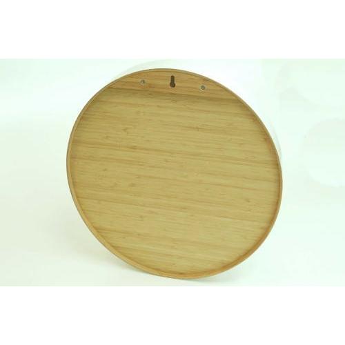 TEORI 竹の 壁掛けミラー ZERO M 乳白 墨色直径40cm 木製 竹製 天然木