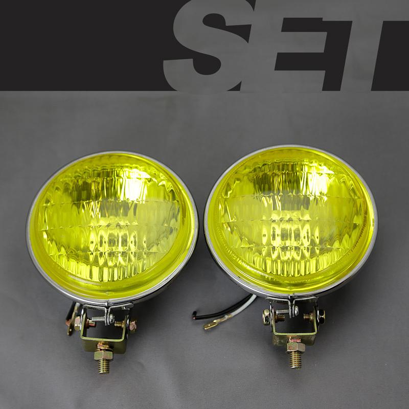 ハロゲン フォグランプ 2個セット 4inch シルバー Wide イエロー ハロゲン フォグランプ 2個セット 4inch シルバー Wide イエロー