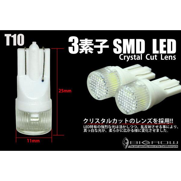 T10 SMD（3素子）2個 拡散レンズ付 高輝度LED（送料無料）｜bigrow-shop｜02