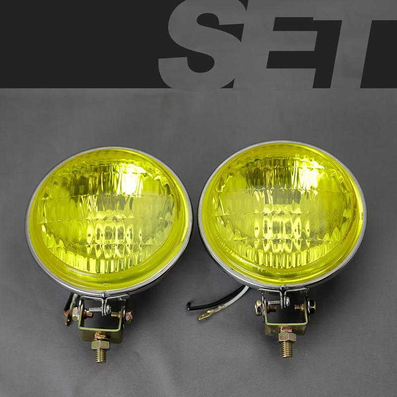ハロゲン フォグランプ 2個セット 4inch シルバー Wide イエローレンズ