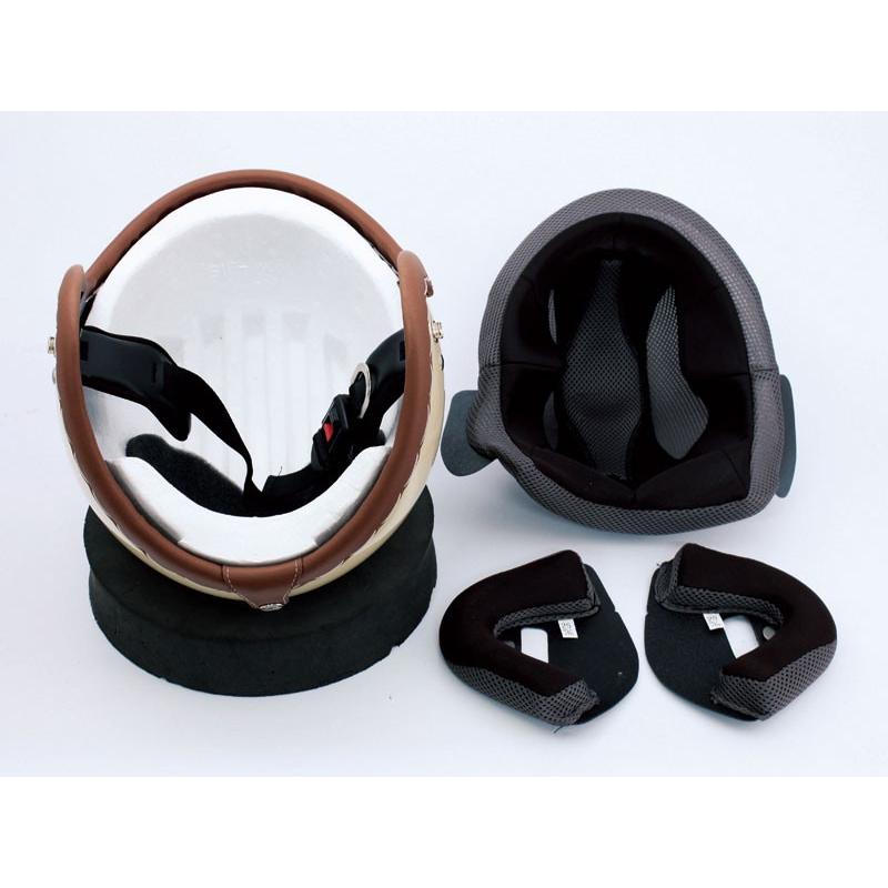 ジェットヘルメット ハンドメイドステッチ マットブラック・グレー BJS