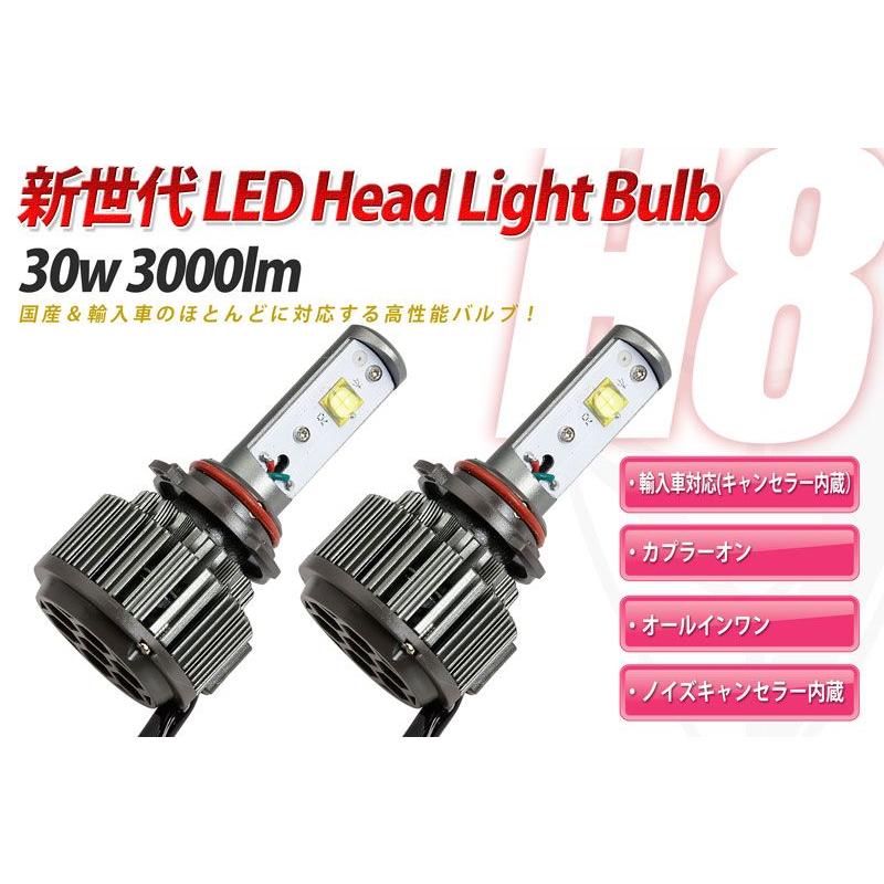 LED ヘッドライトバルブ 30w 3000lm(H8・H11・H16共用バルブ