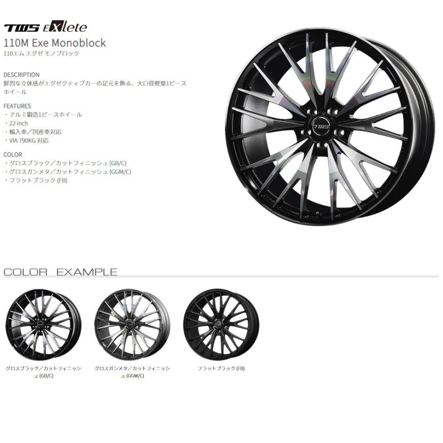 TWS - Exlete 110M Exe Monoblock 10.5J-22 +38 5H112 坦々たる黒いこと 日本製 鍛える ４本以上ご申し付けるにて貨物輸送無料
