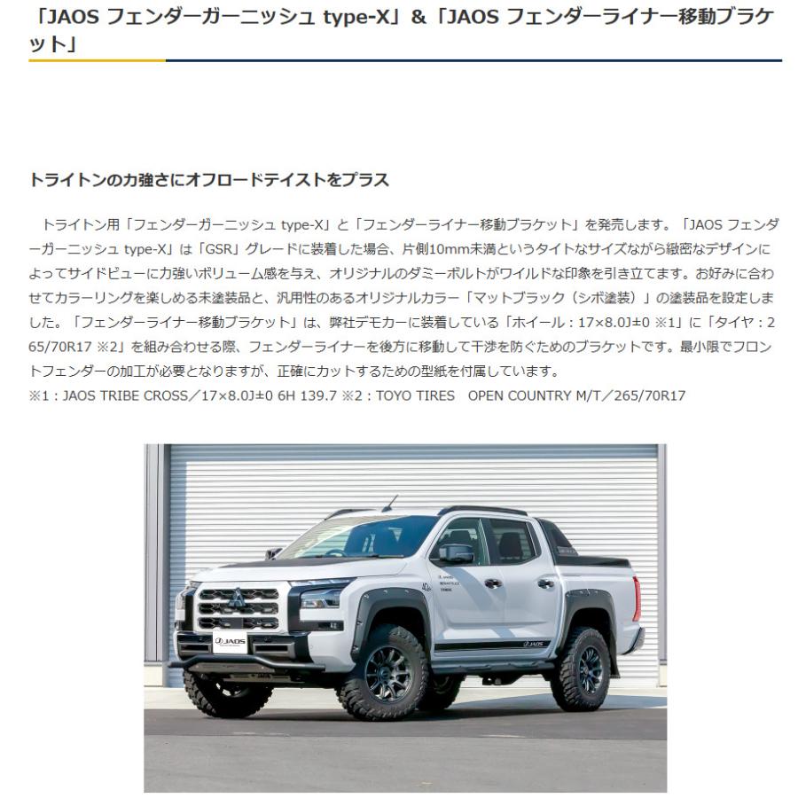 JAOS（ジャオス） フェンダーガーニッシュ type-X 未塗装 2024y02