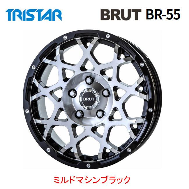 トライスター BRUT BR-55 ブルート br55 レネゲード 6.5J-16 +35 5H110 ミルドマシンブラック お得な４本セット 送料無料