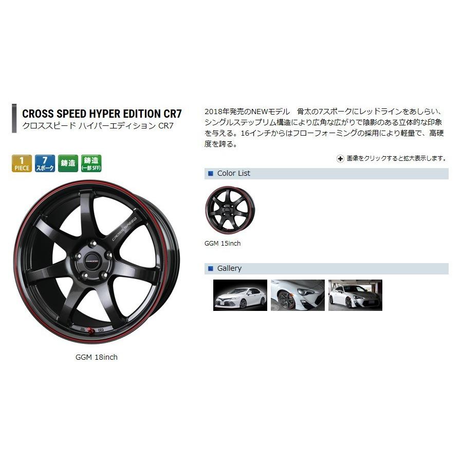 ホットスタッフ CROSS SPEED クロススピード ハイパーエディション CR7 8.5J-19 +45 5H100 グロスガンメタ&レッドライン お得な４本セット 送料無料｜bigrun-ichige-store2｜02