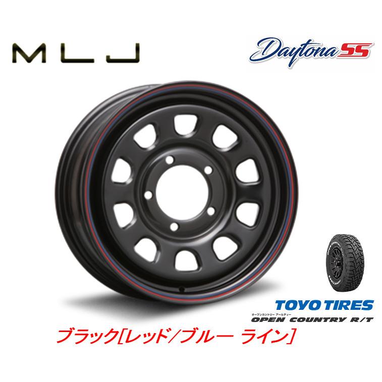 MLJ DAYTONA SS デイトナ エスエス ジムニー シエラ 6.0J-16 ±0 5H139.7 ブラック RED/BLUE ライン & トーヨー オープンカントリー R/T 225/70R16｜bigrun-ichige-store2