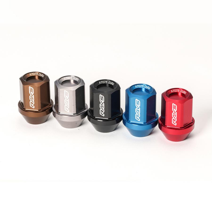 RAYS レイズ ジュラルミンロック＆ナット M12×P1.25 L32 レッド RAYS レイズ ジュラルミンロックナット L32 ストレートタイプ M12×1.5