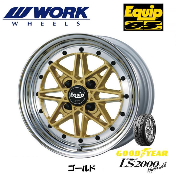 WORK Equip03 ワーク エクイップ ゼロスリー 5.0J-15 +42 4H100 Kcar専用ディスク ゴールド & グッドイヤー EAGLE LS2000HybridII165/50R15｜bigrun-ichige-store2