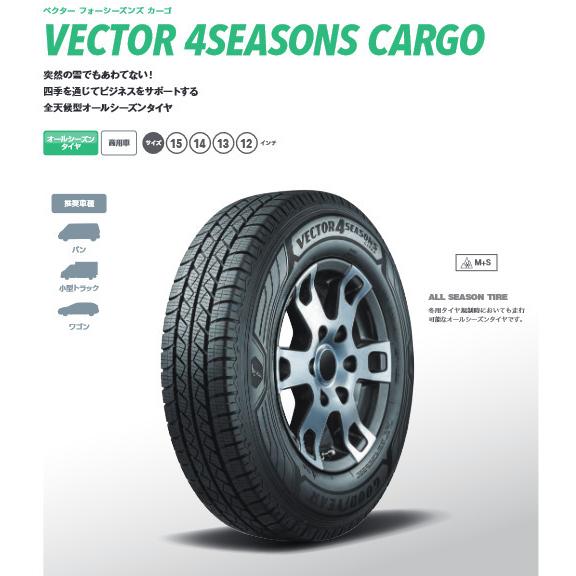 グッドイヤー ベクター 4SEASONS CARGO 145/80R12 80/78N オールシーズンVAN & DOALL フェニーチェ RX3 4.0J-12 +43 4H100 シルバー/リムポリッシュ｜bigrun-ichige-store2｜03