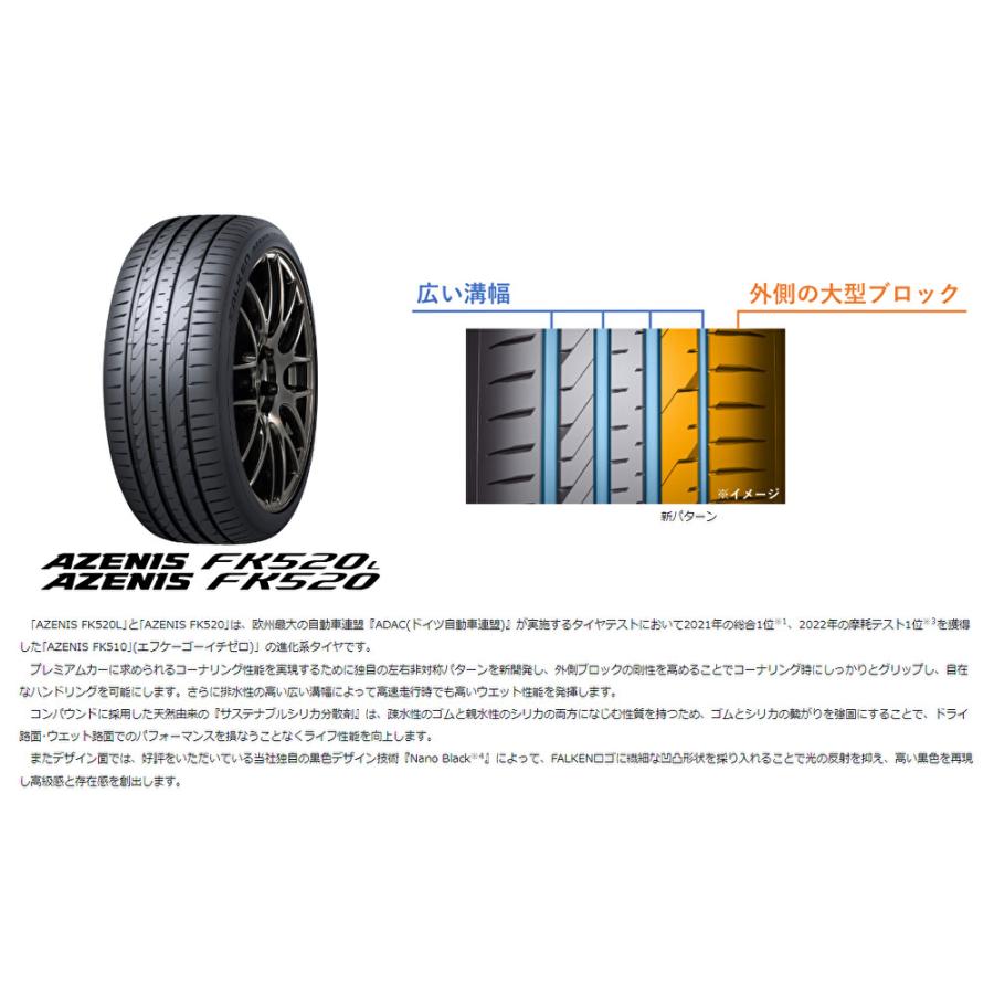 FALKEN AZENIS FK520L ファルケン アゼニス エフケー ゴーニーゼロエル 225/40ZR18 92Y XL プレミアムタイヤ １本価格 ２本以上ご注文にて送料無料｜bigrun-ichige-store2｜03