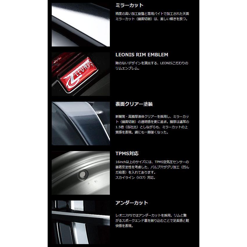 WEDS LEONIS FS 7.5J-19 +48/+53 5H114.3 ブラックメタルコートミラーカット １本価格 ２本以上ご注文にて送料無料_2