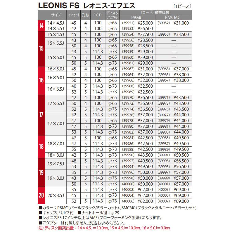 WEDS LEONIS FS 7.5J-19 +48/+53 5H114.3 ブラックメタルコートミラーカット １本価格 ２本以上ご注文にて送料無料_4