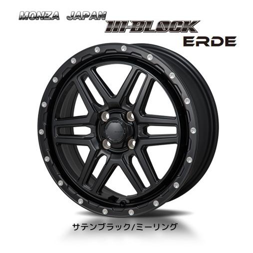MONZA JAPAN HI BLOCK ERDE ライズ ロッキー ハイブリッド除く 6.0J-16 +42 4H100 サテンブラック/ミーリング ４本セット