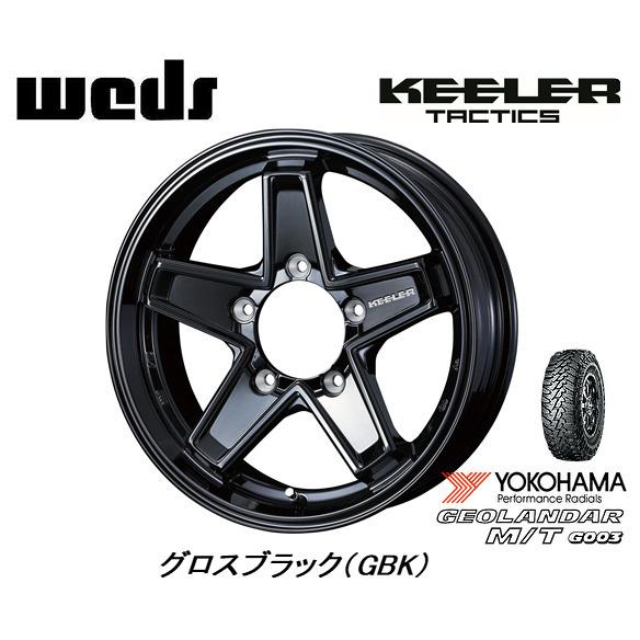 WEDS ウェッズ キーラータクティクス ジムニー 5.5J-16 +22 5H139.7 グロスブラック & ヨコハマ ジオランダー M/T G003 7.00R16｜bigrun-ichige-store2