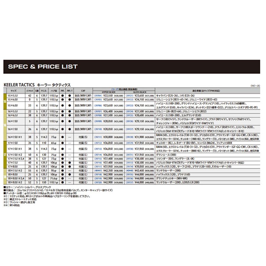 WEDS KEELER TACTICS キーラータクティクス 200系 ハイエース 6.5J-16 +38 6H139.7 ハイパーシルバー & ヨコハマ ジオランダー X-A/T G016 215/65R16C｜bigrun-ichige-store2｜03