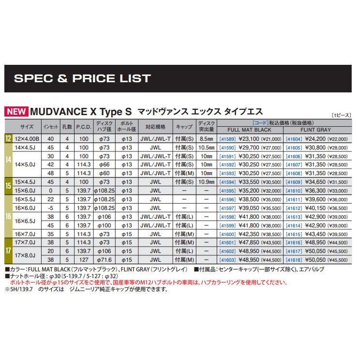 WEDS アドベンチャー MUDVANCE X Type S エックス タイプ エス 150系プラド 8.0J-17 +20 6H139.7 フルマットブラック １本価格 ２本以上ご注文にて送料無料｜bigrun-ichige-store2｜03