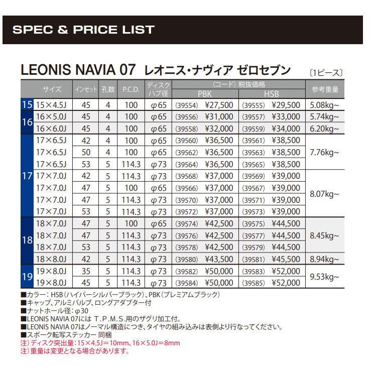 WEDS LEONIS NAVIA07 ウェッズ レオニス ナヴィア 07 4.5J-15 +45 4H100 プレミアムブラック 日本製 ２本以上ご注文にて送料無料｜bigrun-ichige-store2｜04