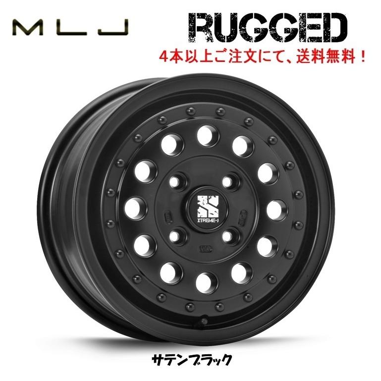MLJ - XTREME-J RUGGED mlj エクストリーム j ラギッド 労働者階級ボックス席 5.0J-14 +35 4H100 繻子黒いこと ４本以上ご申し付けるにて貨物輸送無料 アルミホイール-車、バイク、自転車-タイヤ、ホイール