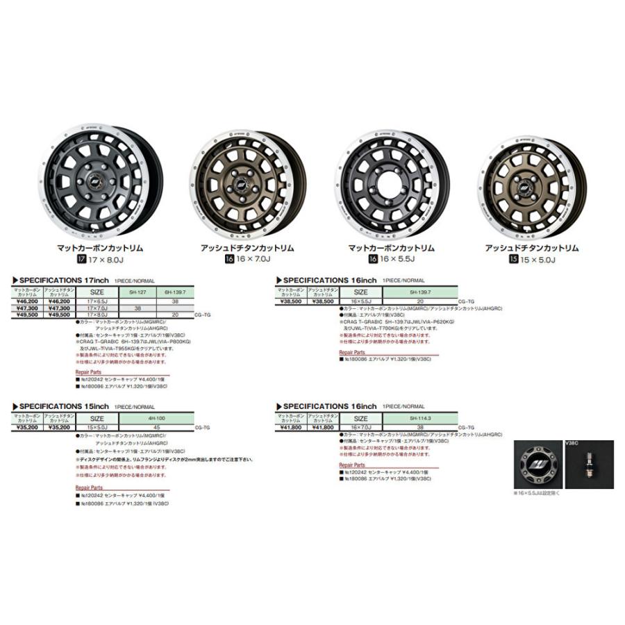 WORK CRAG T-GRABIC 4本15×5J+45 PCD100 4穴 WORK Wheels CRAG T-GRABIC 1PC 15