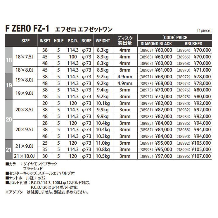 WEDS FORGED F ZERO FZ-1 ウェッズ エフゼロ エフゼットワン 9.0J&10.0J-21 5H120 ブラッシュド 各２本[計４本]セット 送料無料｜bigrun-ichige-store2｜04