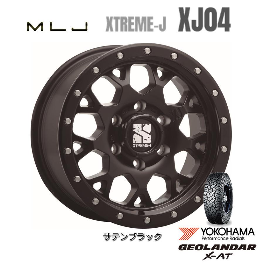 MLJ XTREME-J XJ04 mlj エクストリーム j xj04 JL/JK ラングラー 8.0J-18 +35 5H127 サテンブラック & ヨコハマ ジオランダー X-A/T G016 33×12.5R18