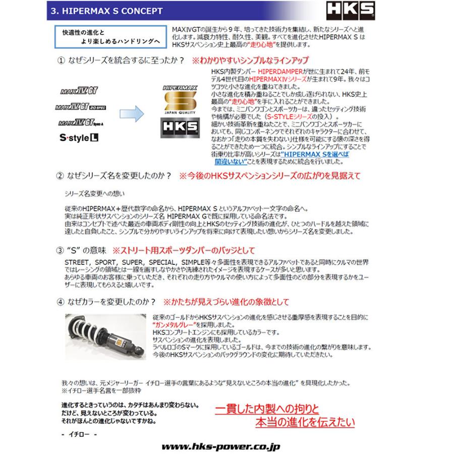 HKS ハイパーマックスシリーズ HIPERMAX S ハイパーマックス エス レクサス GS350 GRL10 2012y/01-20y/07 品番 80300-AT005の画像