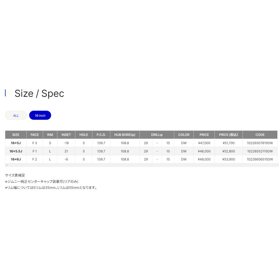 RAYS レイズ A LAP-J PRO ジムニーシエラ ジムニー O/F付 6.0J-16 -6 5H139.7 ダッシュホワイト １本価格 ４本以上ご注文にて送料無料の画像