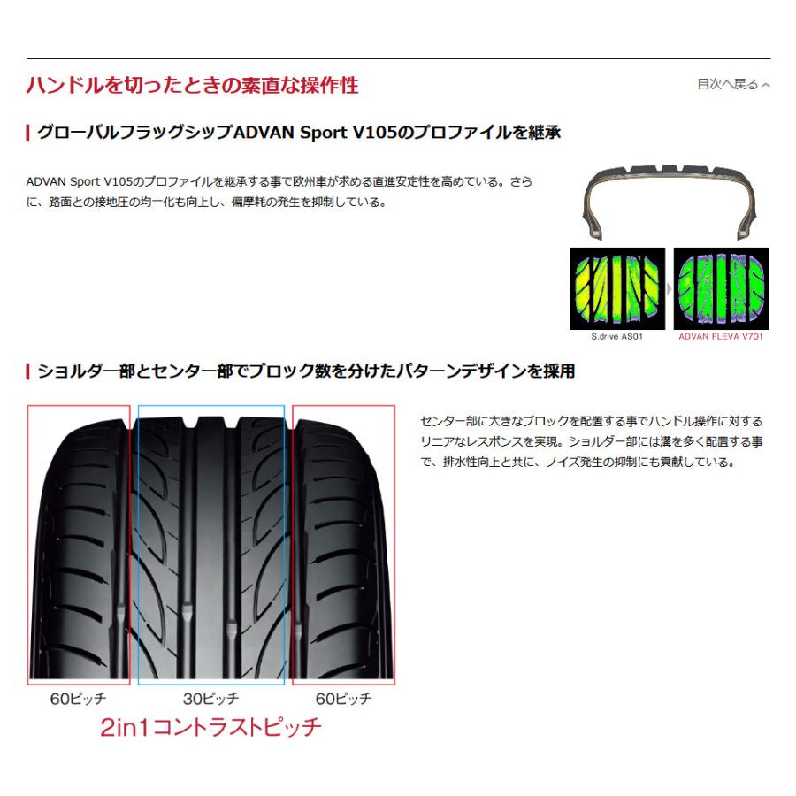 ヨコハマ ADVAN FLEVA V701 アドバン フレバ ブイナナマルイチ 195/45R17 85W スポーツタイヤ １本価格 ２本以上ご注文にて送料無料｜bigrun-ichige-store｜04