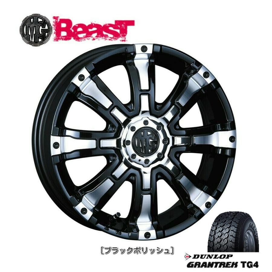 CRIMSON MG BEAST クリムソン エムジー ビースト for K-CAR 4.0J-12 +42 4H100 ブラックポリッシュ & ダンロップ グラントレック TG4 145R12 6PR｜bigrun-ichige-store