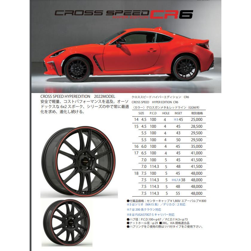 HOT STUFF クロススピード CR6 7.5J-18 +38/+45/+48/+55 5H100/114.3 グロスガンメタ/レッドライン & トーヨー プロクセス CL1 SUV 225/60R18｜bigrun-ichige-store｜03