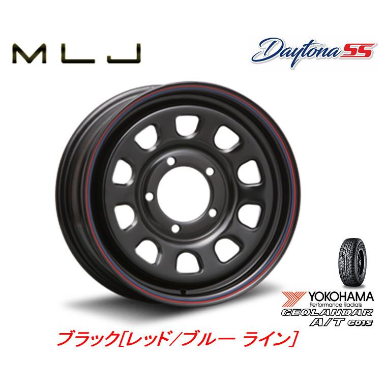 MLJ DAYTONA SS デイトナ エスエス ジムニー シエラ 6.0J-15 ±0 5H139.7 ブラック RED/BLUE ライン & ヨコハマ ジオランダー A/T G015 205/70R15｜bigrun-ichige-store