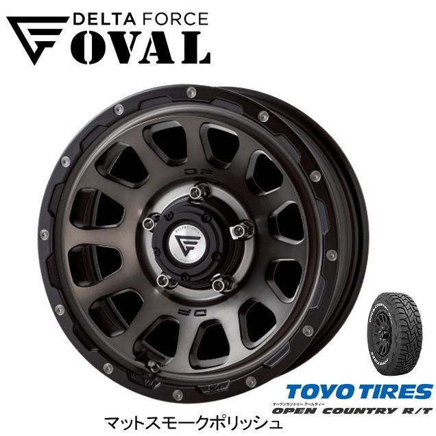 DELTA FORCE OVAL デルタフォース オーバル ジムニー O/F付 6.0J-16 -5 5H139.7 マットスモークポリッシュ & トーヨー オープンカントリー R/T 185/85R16｜bigrun-ichige-store