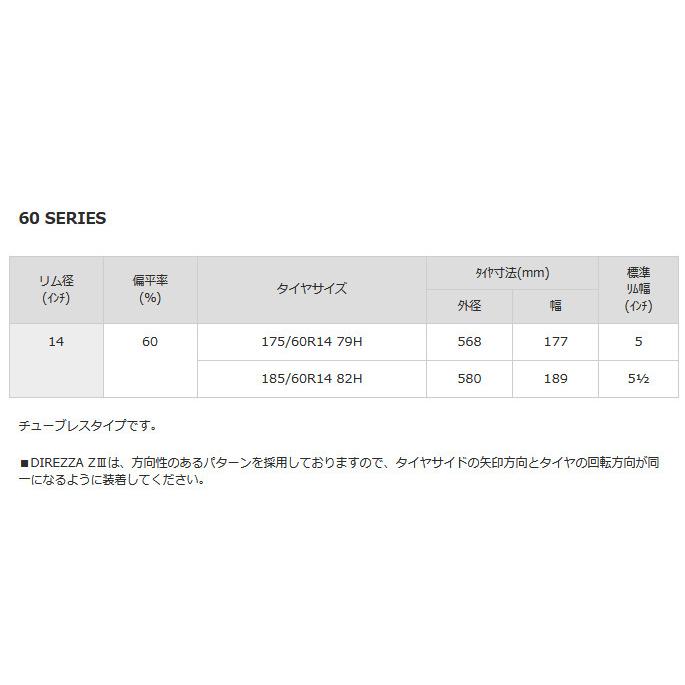 ダンロップ DIREZZA ZIII ディレッツァ ズィースリー 225/50R16 92V ハイグリップ スポーツタイヤ １本価格 ２本以上ご注文にて送料無料の画像