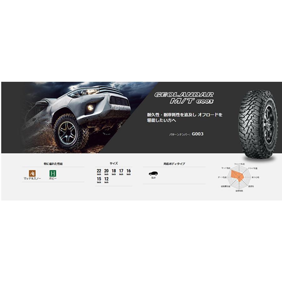 ヨコハマ GEOLANDAR M/T G003 ジオランダー エムティ ジーゼロゼロサン LT 225/75R16 115/112Q １本価格 ２本以上ご注文にて送料無料｜bigrun-ichige-store｜02