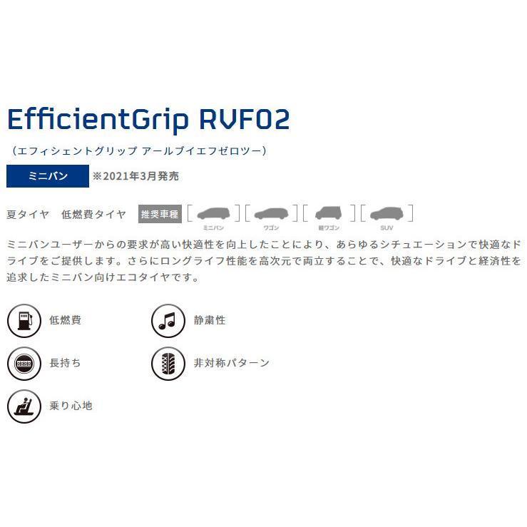 グッドイヤー EfficientGrip RVF02 エフィシェントグリップ アールブイエフ ゼロツー 185/60R15 84H ミニバンタイヤ １本価格 ２本以上ご注文にて送料無料の画像