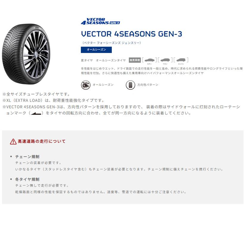 グッドイヤー VECTOR 4SEASONS ベクター フォーシーズンズ GEN-3 225/50R17 98W XL オールシーズンタイヤ １本価格 ２本以上ご注文にて送料無料｜bigrun-ichige-store｜02