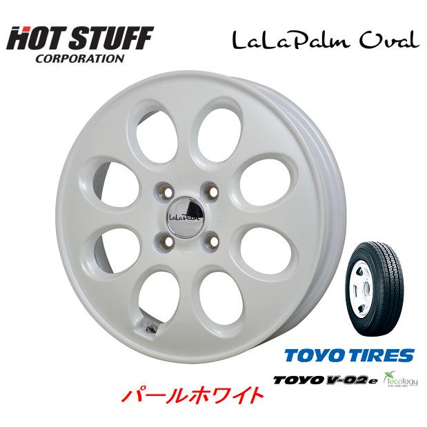 ホットスタッフ LaLa Palm Oval ララパーム オーバル プロボックス 5.0J-14 +35 4H100 パールホワイト & トーヨー V02e 155/80R14 88/86N