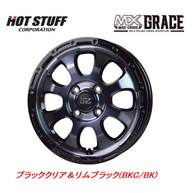 ホットスタッフ MAD CROSS GRACE マッドクロス グレイス 軽自動車 4.5J-14 +45 4H100 ブラッククリア＆リムブラック お得な４本SET 送料無料｜bigrun-ichige-store